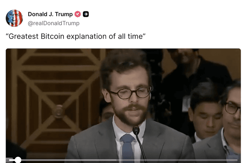 Latest news Trump Calls Coin Center Testimony the “Greatest Bitcoin Explanation of All Time”